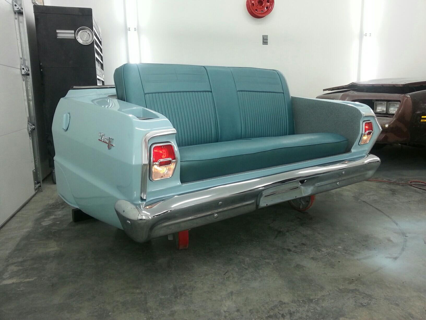 Automotive themed decor showcasing custom interior design elements and vintage automotive memorabilia