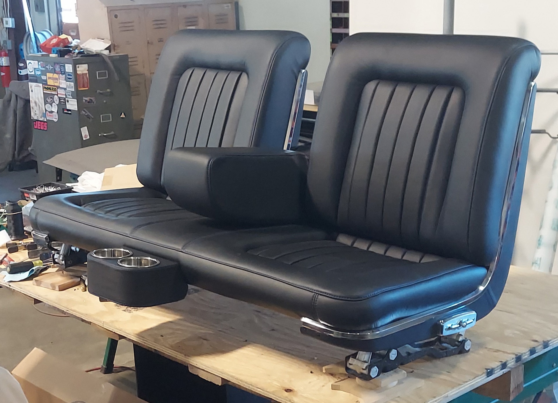 Custom leather interior restoration with hand-stitched upholstery and period-correct materials